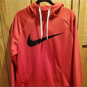 Nike Men's Dri-FIT Training Red Hoodie with Black Swoosh- Size L
